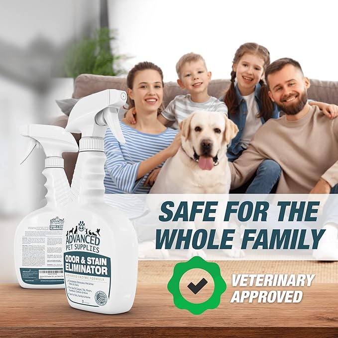 Advanced Pet Stain Remover - Dog Stain Remover and Odor Neutralizer with a Fresh, Clean Scent - Professional Strength Enzymatic Pet Carpet Cleaner Spray - Made in The USA - 32 Ounces