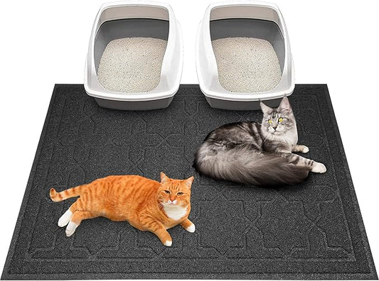 Yimobra Cat Litter Mat, 47"x36" Litter Box Mat with Litter Lock Mesh, Soft Cat Litter Mat Litter Trapping Mat, Easy to Clean, Non-Slip, Water Resistant, Litter Free Floors, Black