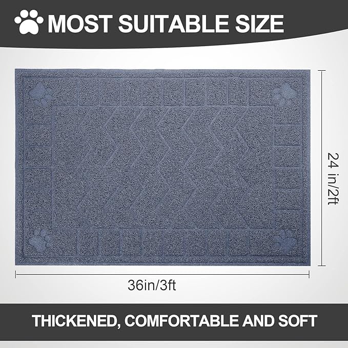 Cat Litter Mat, Litter Trapping Mat Soft on Kitty Paws, 35" x 26" Kitten Litter Box Mat for Cleaner Floors, Waterproof, Easy Clean, Durable Large Size Cat Litter Pad for Kitten