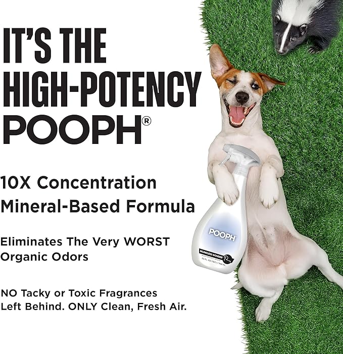 Pooph Skunk Odor Eliminator, 32oz Spray - Dismantles Skunk Odors on a Molecular Basis from Pets & Anything Else, Proprietary Formula Breaks Down Skunk Oils, Eliminates Odor on Clothing & More
