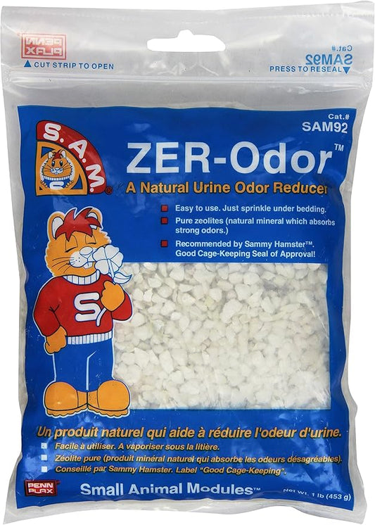 Penn-Plax S.A.M. ZER-Odor Pet Odor Absorber and Deodorizer – Zeolite Crystals Reduces Urine Stench – 1 lb. Bag