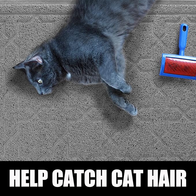 Yimobra Cat Litter Mat, 24"x20" Litter Mat with Litter Lock Mesh, Soft Cat Litter Mat Litter Trapping Mat, Easy to Clean, Non-Slip, Water Resistant, Litter Free Floors, Dark Grey