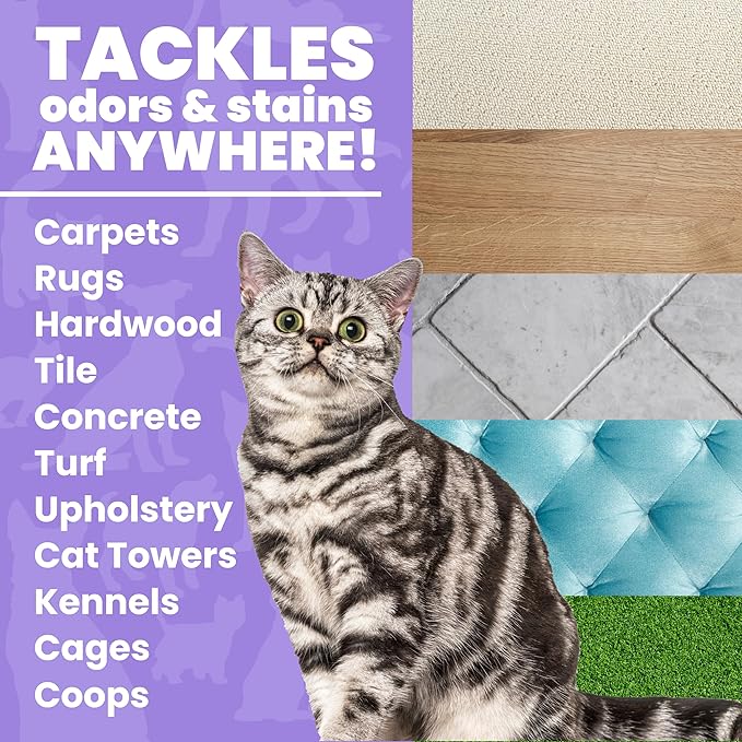 Unique Advanced Cat Odor + Stain Remover - 24 oz. Ready-to-Use Liquid Spray - Cat Urine Remover, Eliminates Stains and Removes Pet Odors
