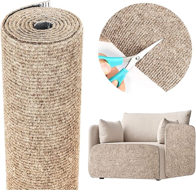 Cat Scratching Mat 78.7"x15.8" Self-Adhesive Cat Furniture Protector, Climbing Cat Scratch Pad for Cat Tree, Sofa, Wall, and Furniture DIY Protection (Beige)