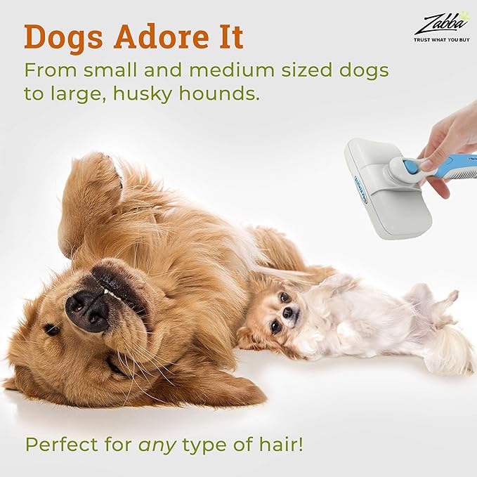 Self Cleaning Dog Brush for Shedding Slicker Brush Cat Long Haired Pet Brush Grooming Deshedding Supplies - Medium to Large Pets White